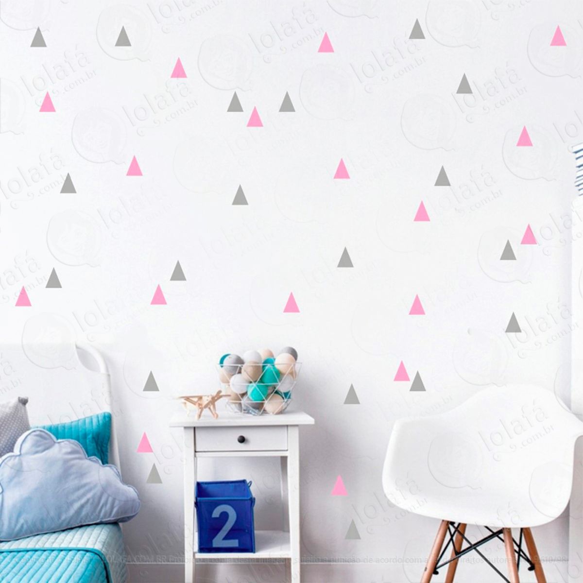Adesivos Triângulos 160 Peças Adesivos para Quarto de Bebê Infantil Mod:104