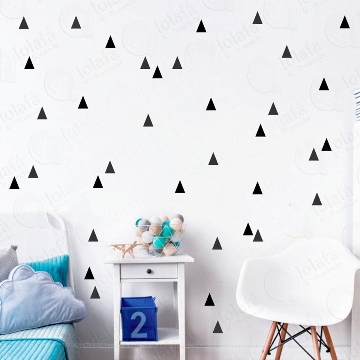 Adesivos Triângulos 160 Peças Adesivos para Quarto de Bebê Infantil Mod:105