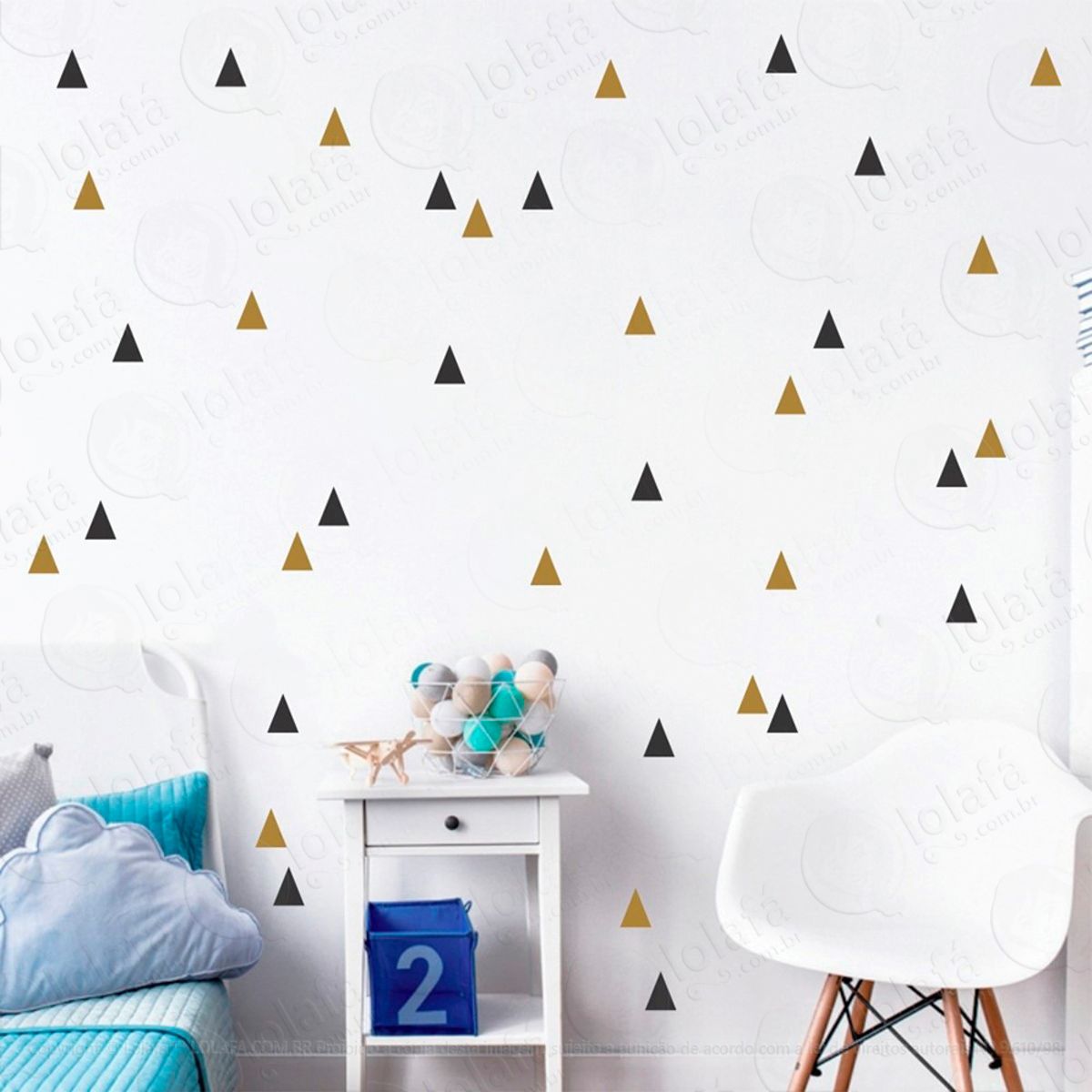 Adesivos Triângulos 160 Peças Adesivos para Quarto de Bebê Infantil Mod:106