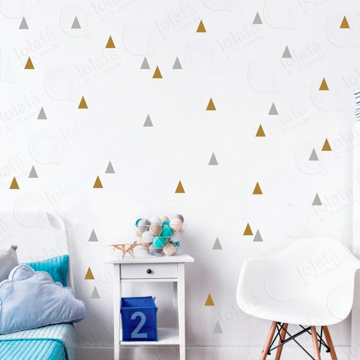 Adesivos Triângulos 160 Peças Adesivos para Quarto de Bebê Infantil Mod:107