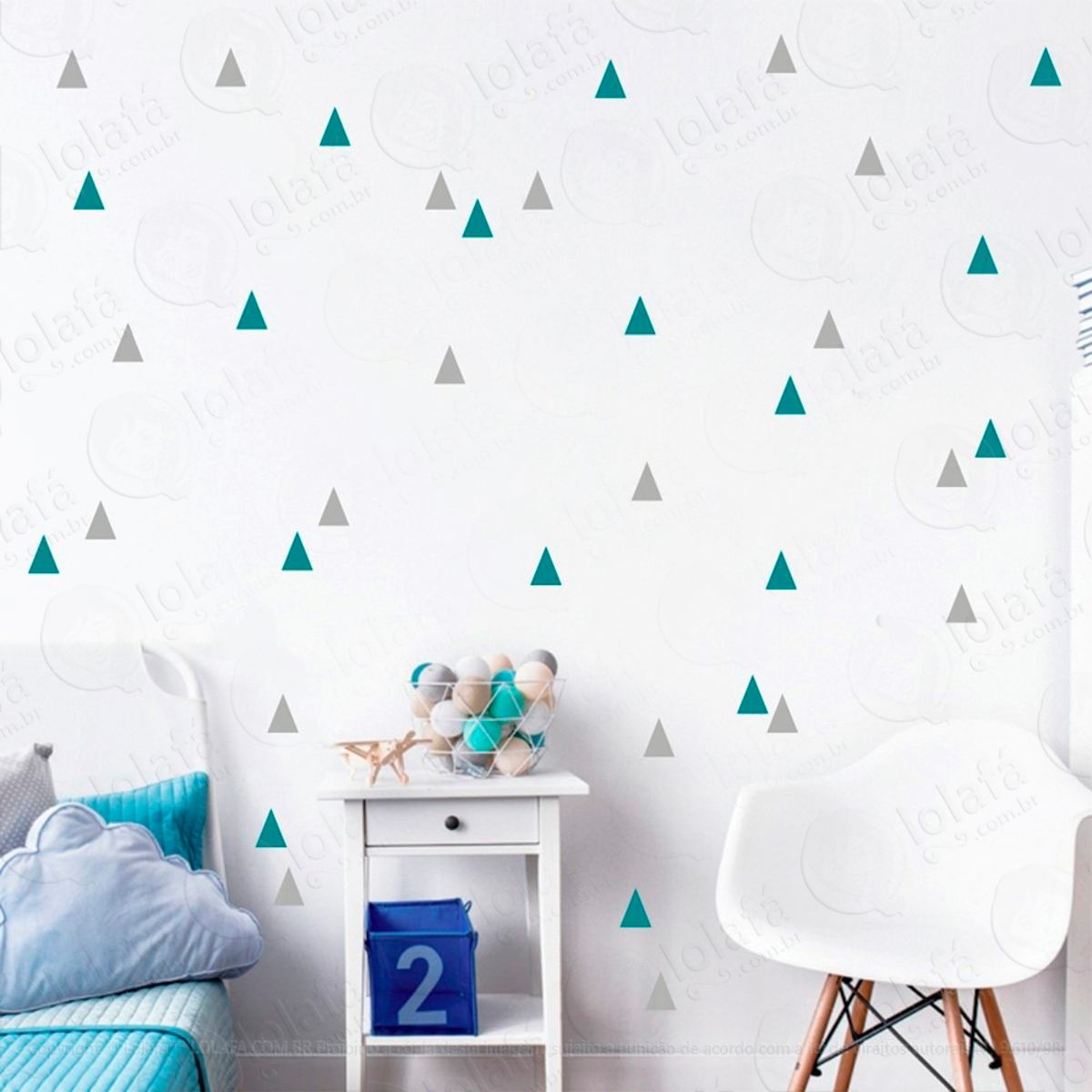 Adesivos Triângulos 160 Peças Adesivos para Quarto de Bebê Infantil Mod:108