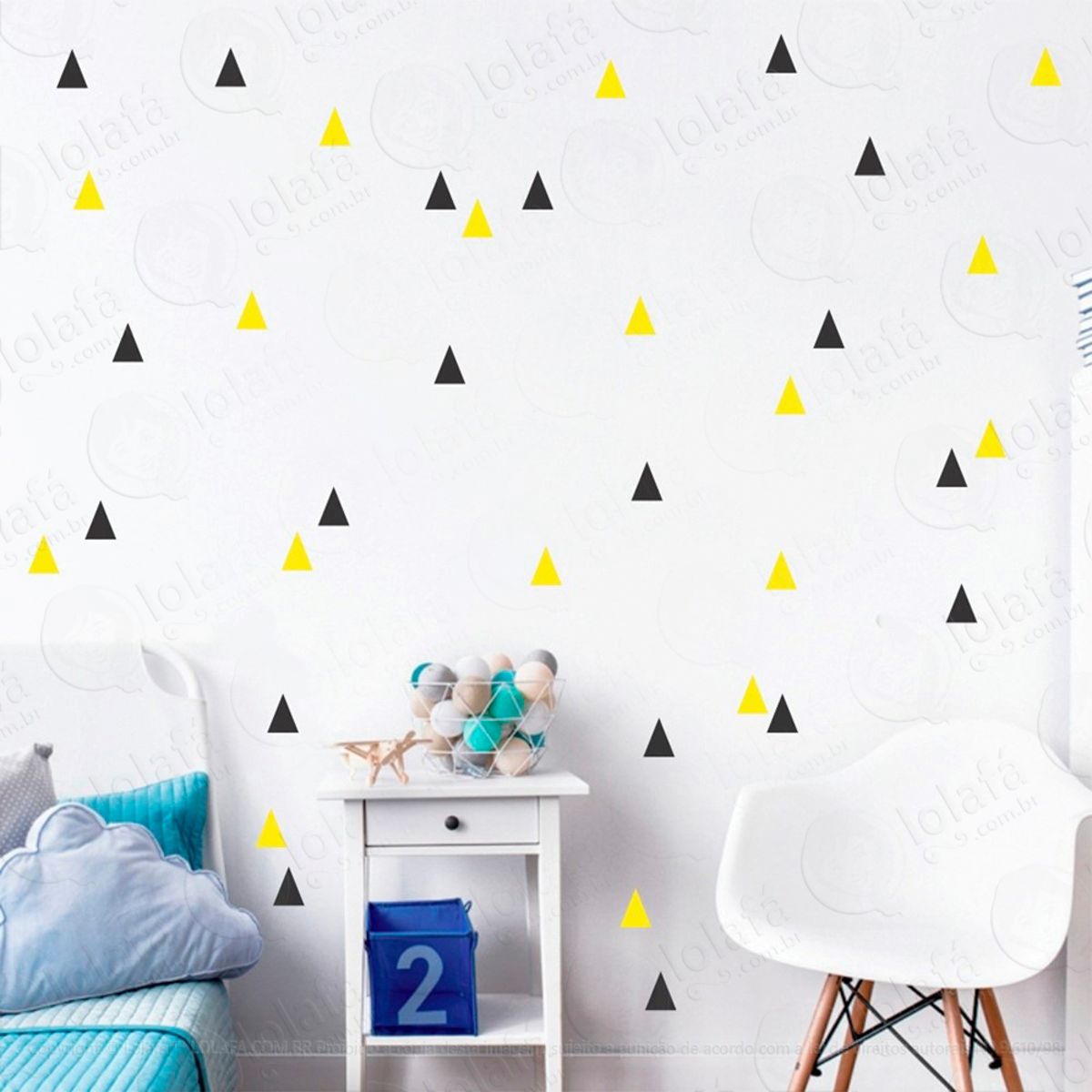 Adesivos Triângulos 160 Peças Adesivos para Quarto de Bebê Infantil Mod:109