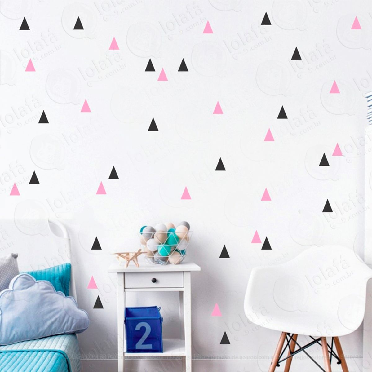 Adesivos Triângulos 160 Peças Adesivos para Quarto de Bebê Infantil Mod:111