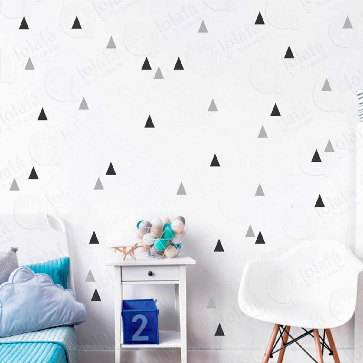 Adesivos Triângulos 160 Peças Adesivos para Quarto de Bebê Infantil Mod:112