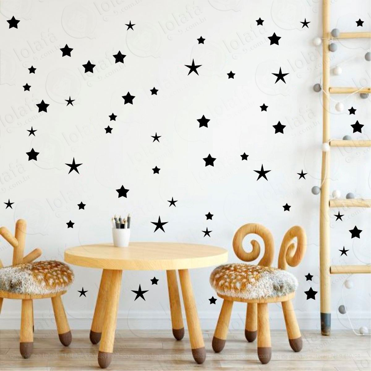 Adesivos Estrelas 73 Peças Adesivos para Quarto de Bebê Infantil Mod:116