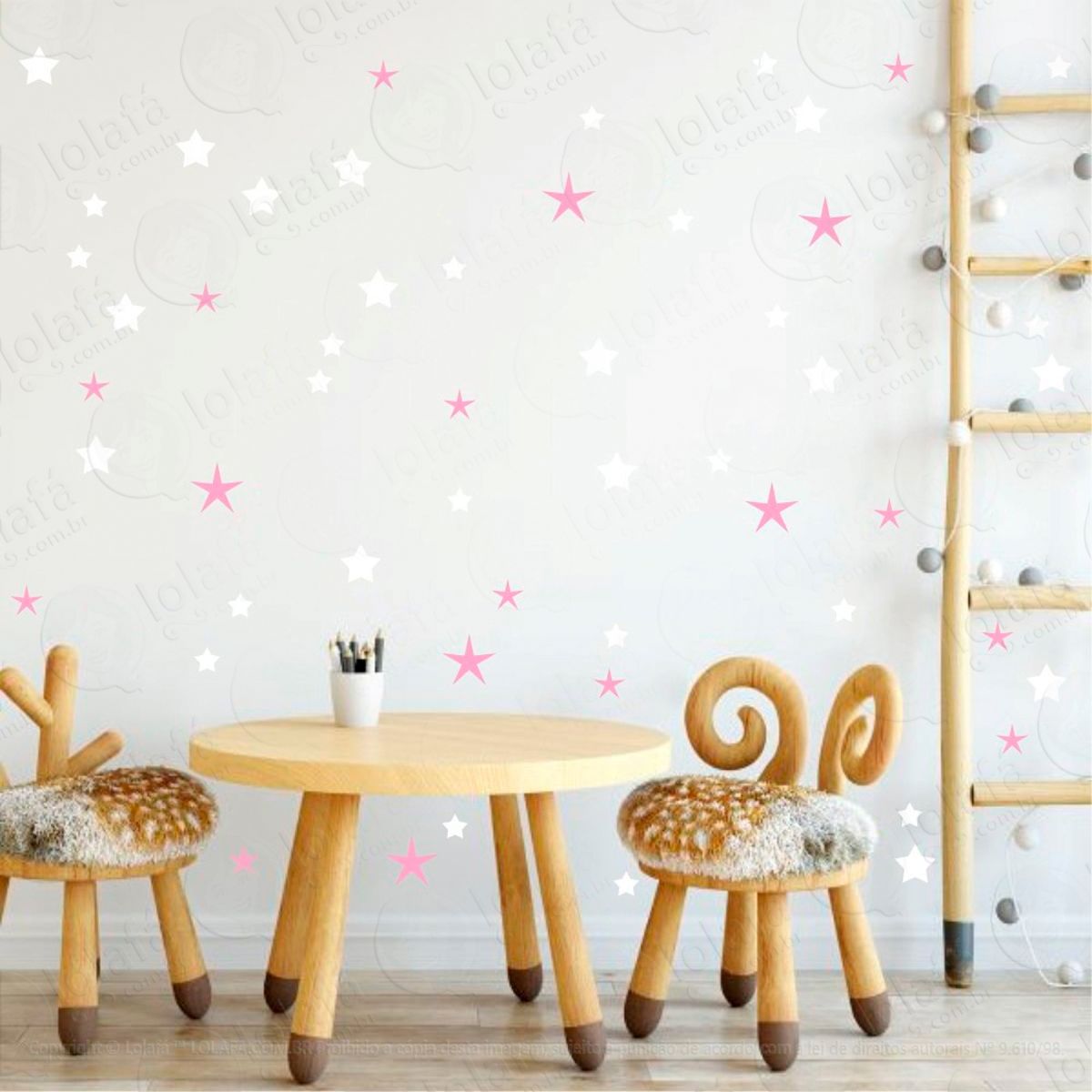 Adesivos Estrelas 73 Peças Adesivos para Quarto de Bebê Infantil Mod:117