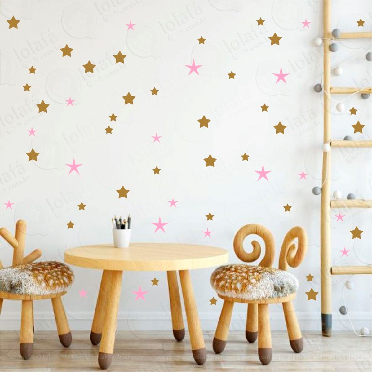 Adesivos Estrelas 73 Peças Adesivos para Quarto de Bebê Infantil Mod:118
