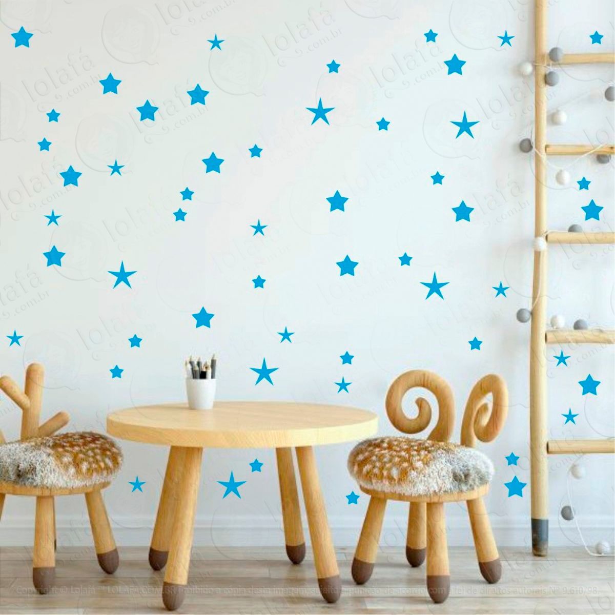 Adesivos Estrelas 73 Peças Adesivos para Quarto de Bebê Infantil Mod:119