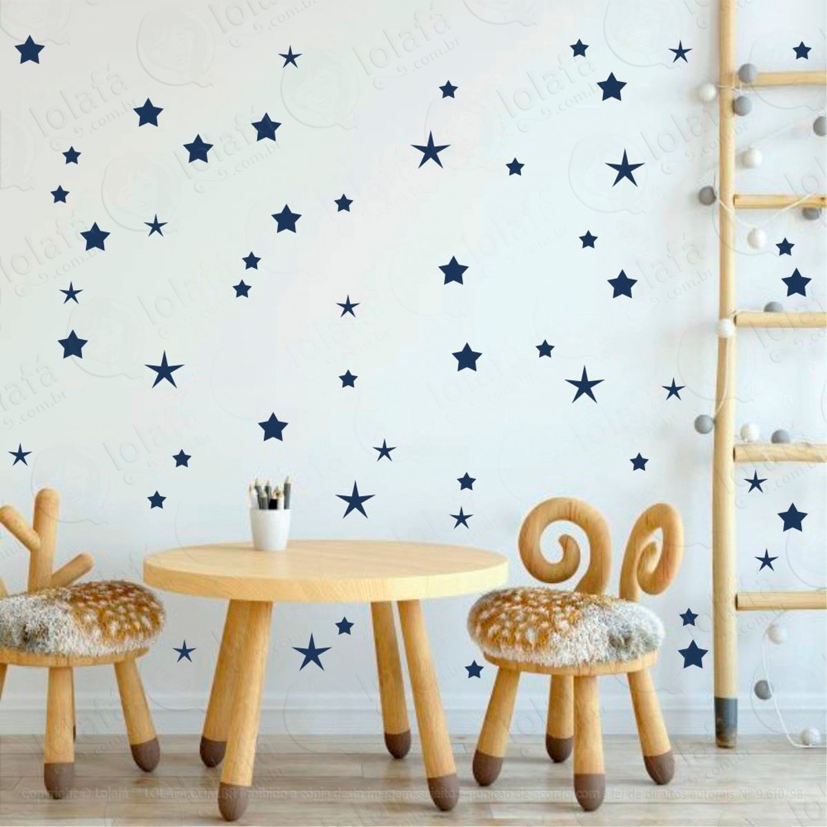 Adesivos Estrelas 73 Peças Adesivos para Quarto de Bebê Infantil Mod:121