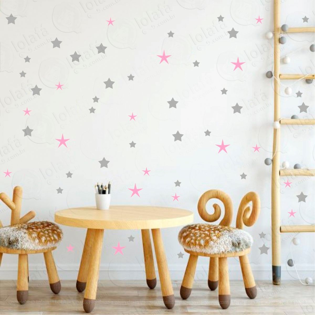 Adesivos Estrelas 73 Peças Adesivos para Quarto de Bebê Infantil Mod:126