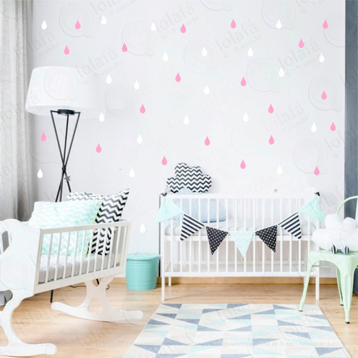 Adesivos Gotas 192 Peças Adesivos para Quarto de Bebê Infantil Mod:131