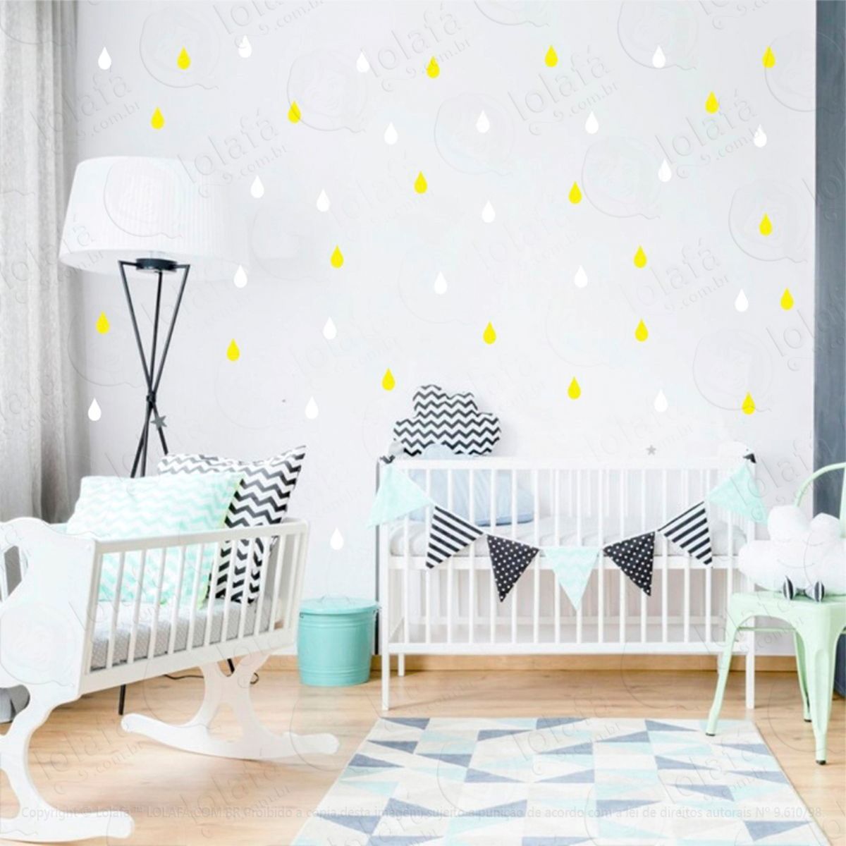 Adesivos Gotas 192 Peças Adesivos para Quarto de Bebê Infantil Mod:145