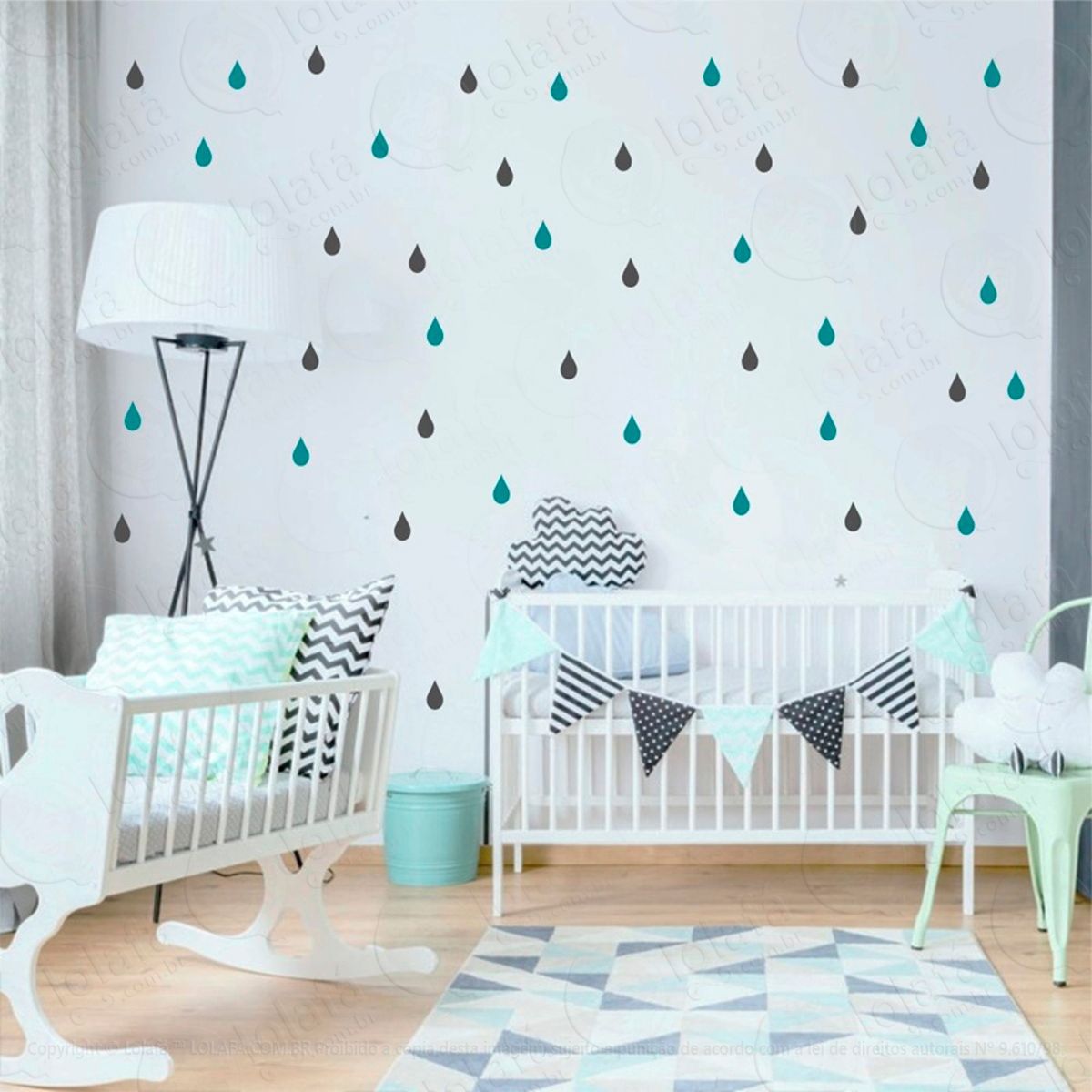 Adesivos Gotas 192 Peças Adesivos para Quarto de Bebê Infantil Mod:148