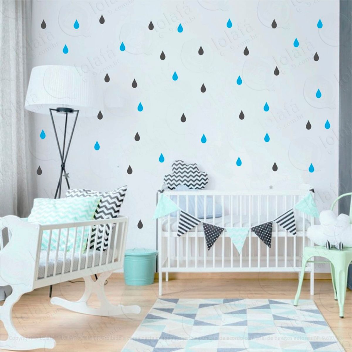 Adesivos Gotas 192 Peças Adesivos para Quarto de Bebê Infantil Mod:152