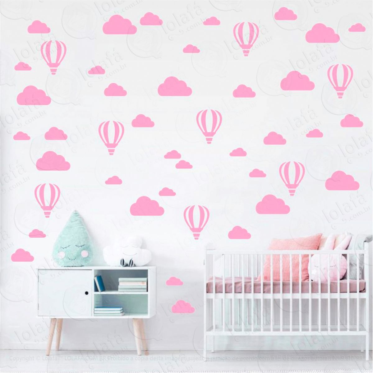 Adesivos Balões e Nuvens 66 Peças Adesivos para Quarto de Bebê Infantil Mod:159
