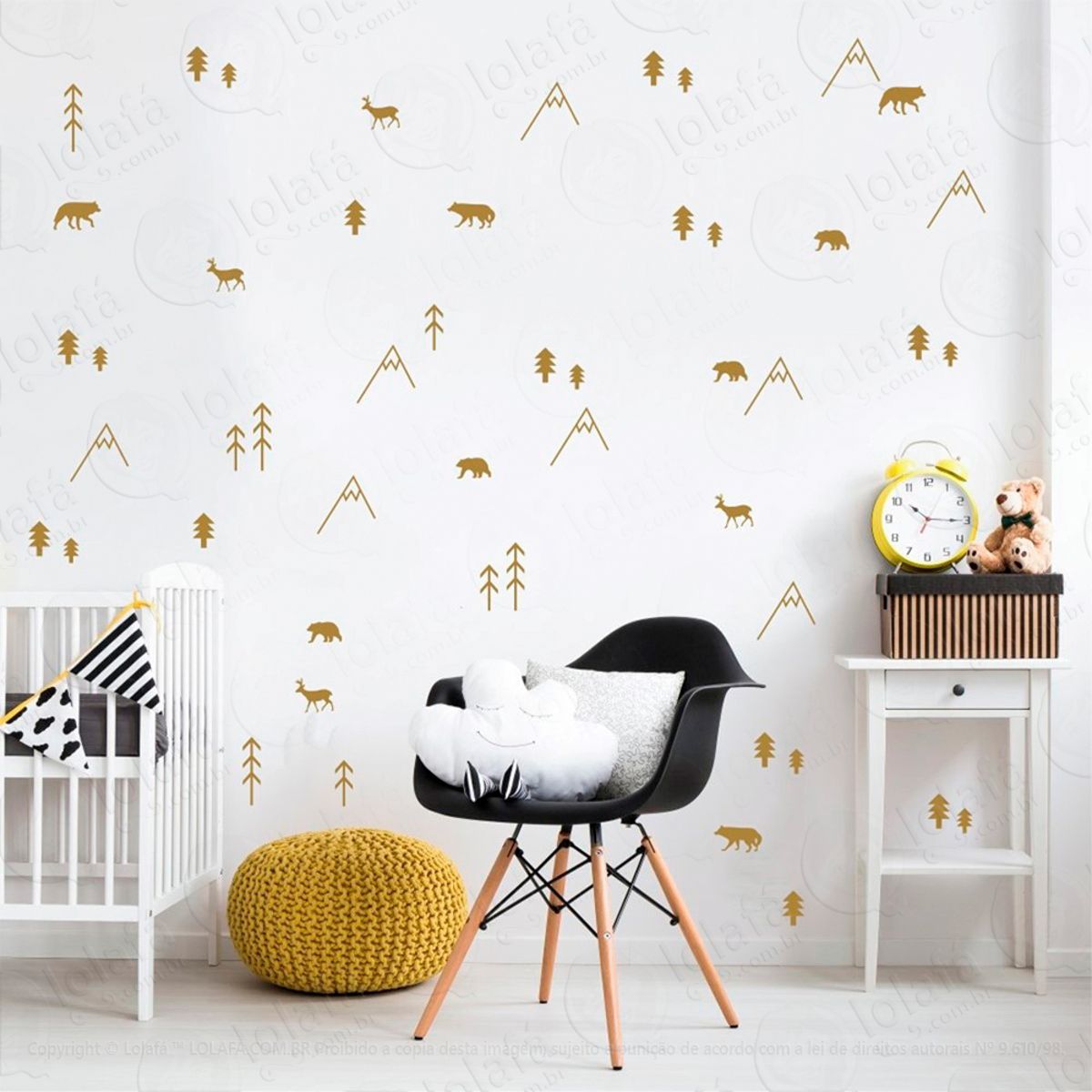Adesivos Floresta 132 Peças Adesivos para Quarto de Bebê Infantil Mod:209