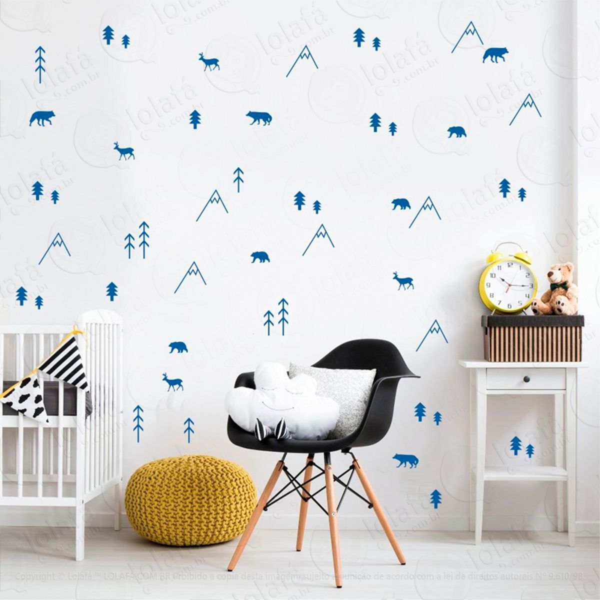 Adesivos Floresta 132 Peças Adesivos para Quarto de Bebê Infantil Mod:213