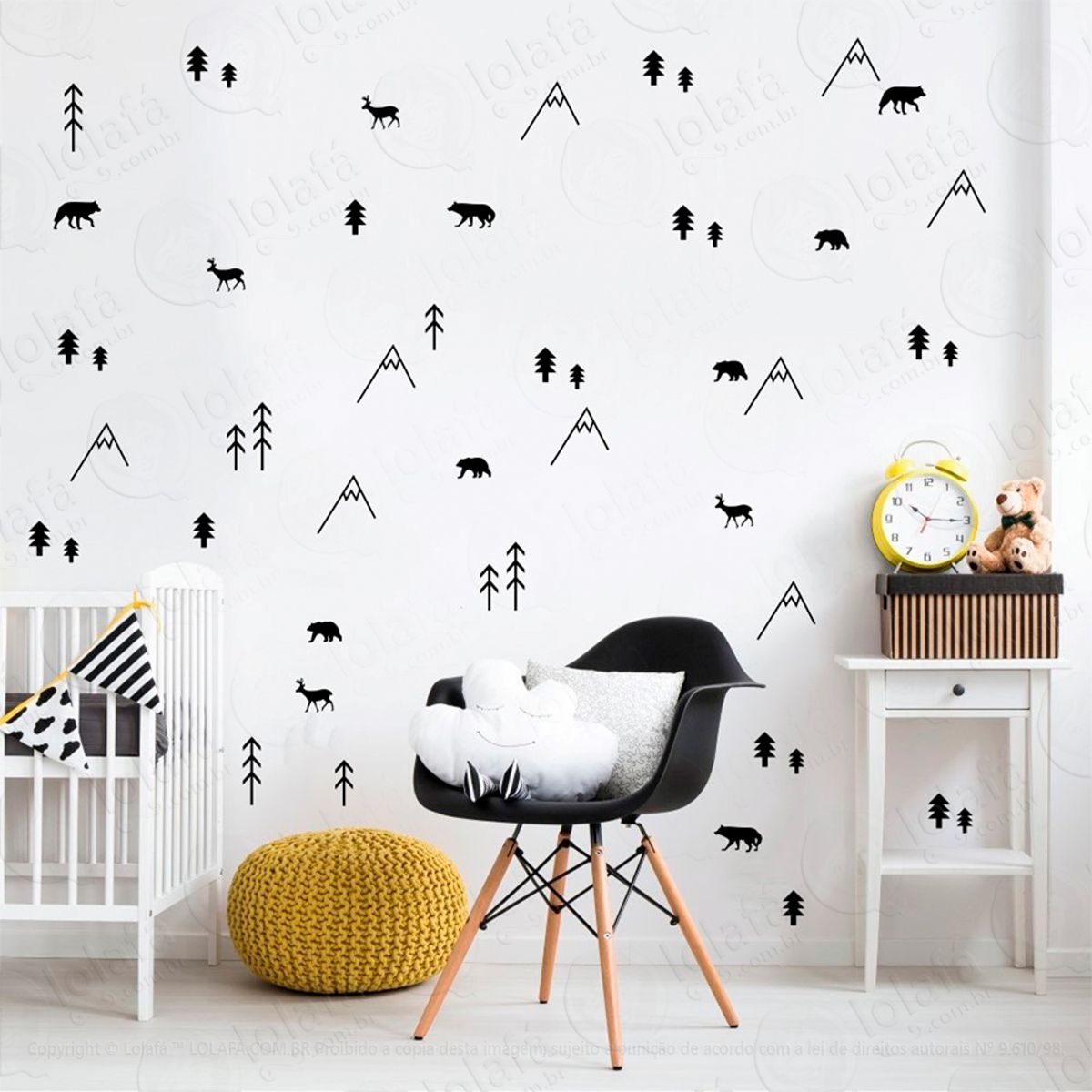 Adesivos Floresta 132 Peças Adesivos para Quarto de Bebê Infantil Mod:214