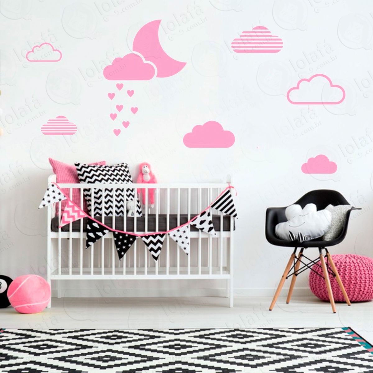 Adesivos Lua e Nuvens 15 Peças Adesivos para Quarto de Bebê Infantil Mod:231