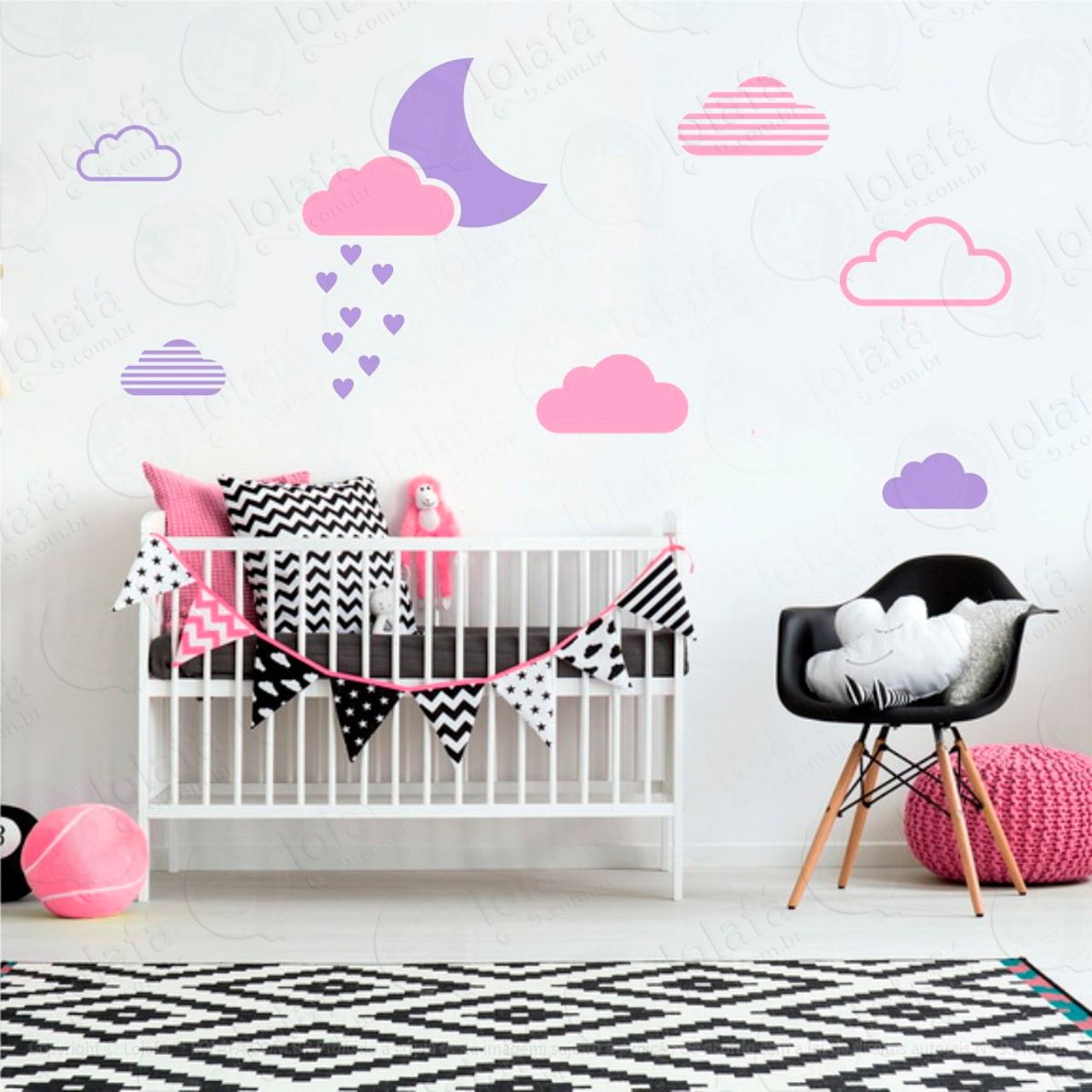 Adesivos Lua e Nuvens 15 Peças Adesivos para Quarto de Bebê Infantil Mod:250