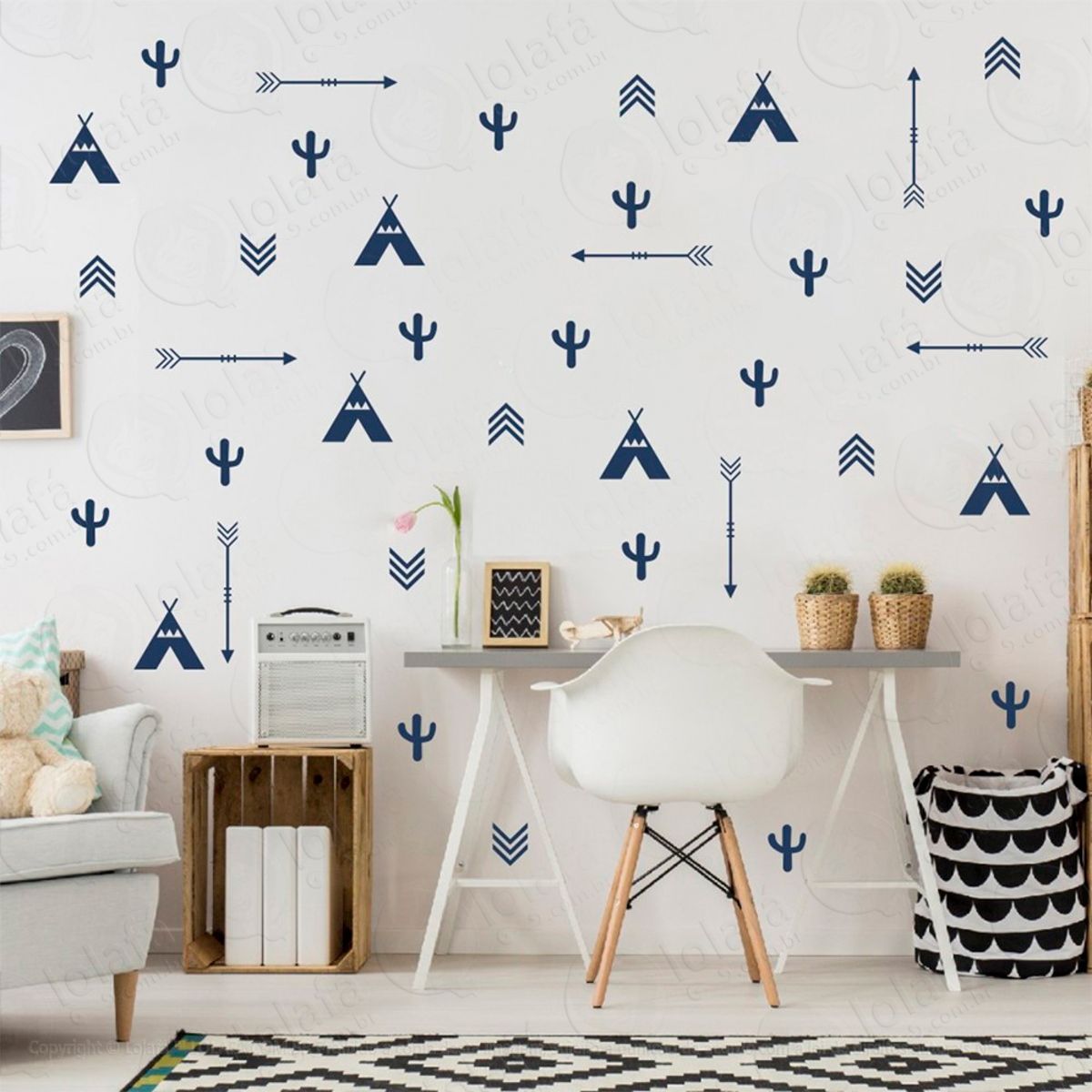 Adesivos Índios 77 Peças Adesivos para Quarto de Bebê Infantil Mod:350
