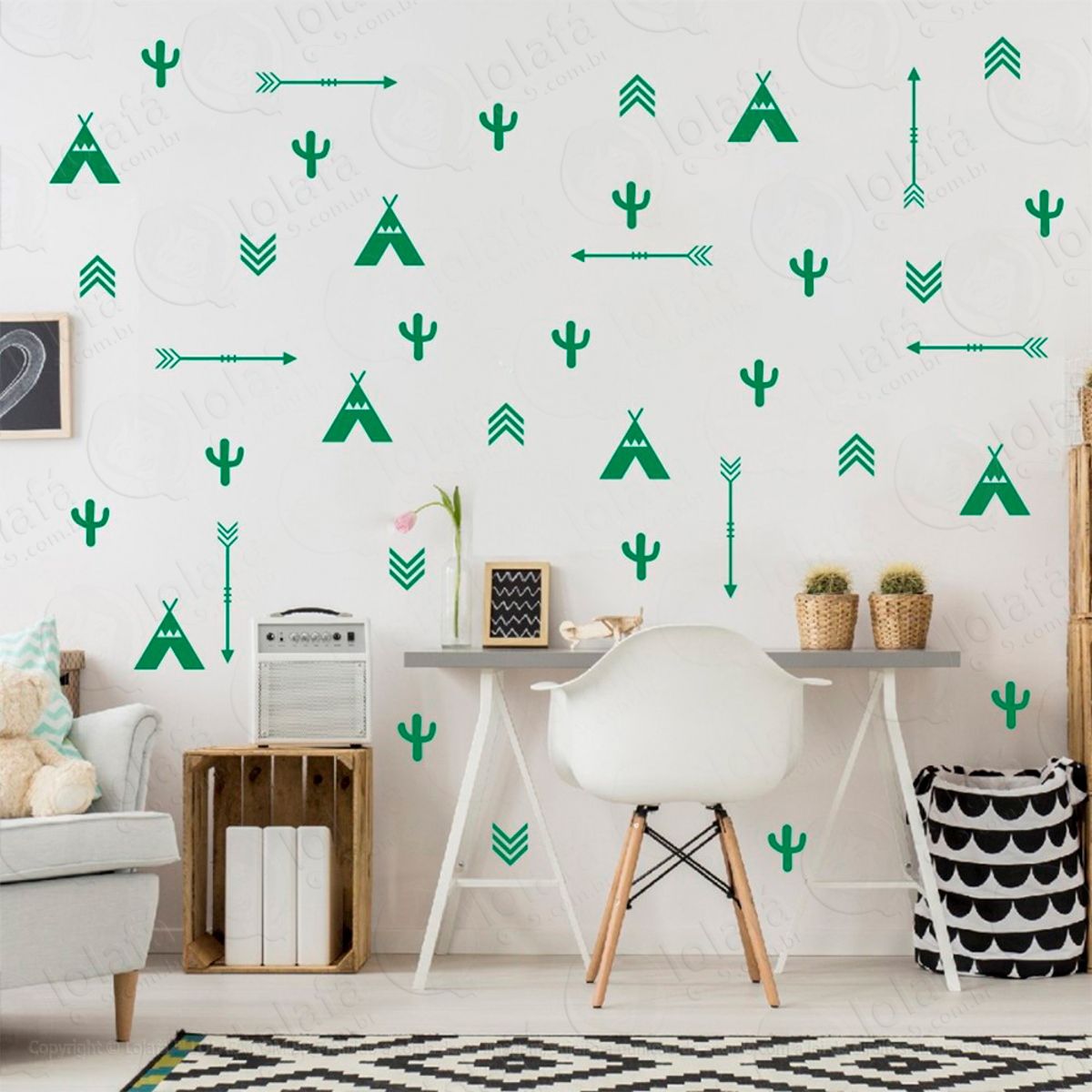 Adesivos Índios 77 Peças Adesivos para Quarto de Bebê Infantil Mod:353