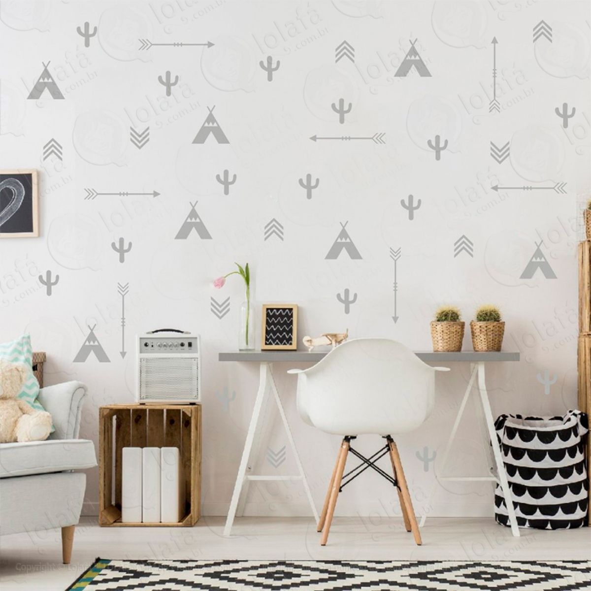 Adesivos Índios 77 Peças Adesivos para Quarto de Bebê Infantil Mod:355