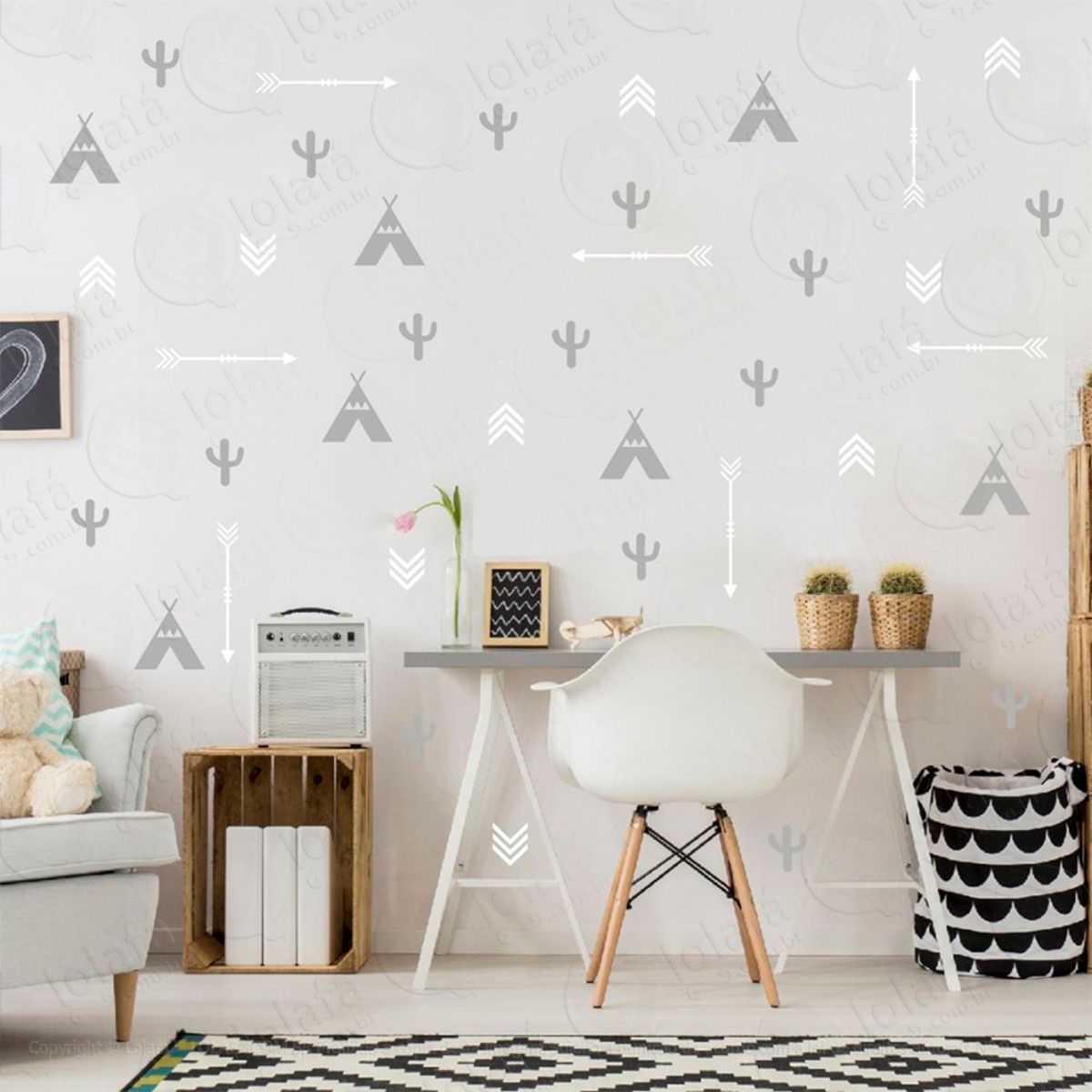 Adesivos Índios 77 Peças Adesivos para Quarto de Bebê Infantil Mod:357