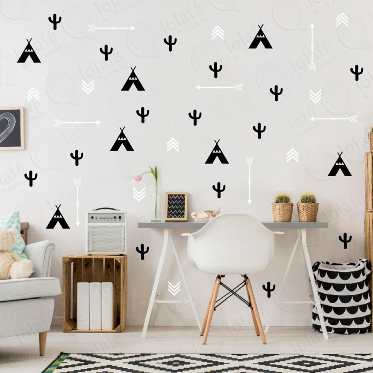 Adesivos Índios 77 Peças Adesivos para Quarto de Bebê Infantil Mod:359