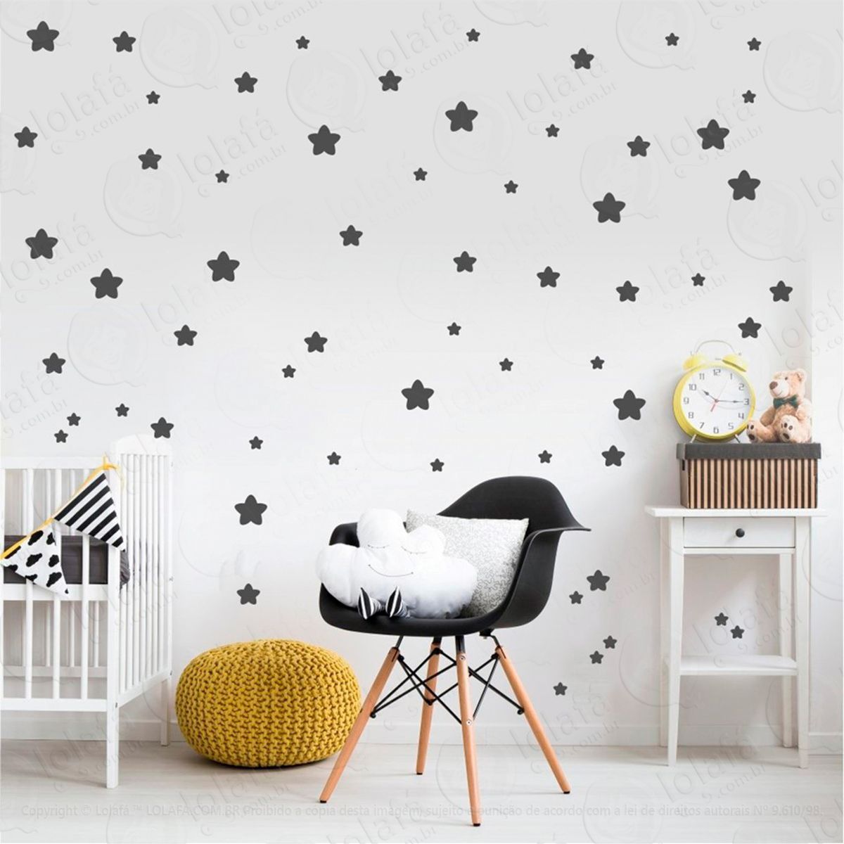 Adesivos Estrelas 118 Peças Adesivos para Quarto de Bebê Infantil Mod:418