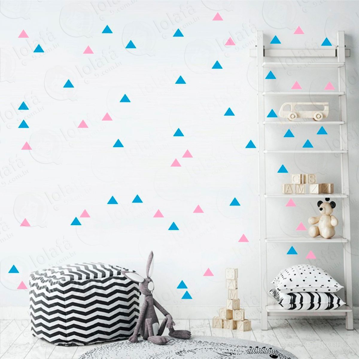 Adesivos Triângulos 288 Peças Adesivos para Quarto de Bebê Infantil Mod:425