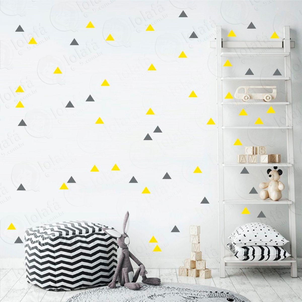 Adesivos Triângulos 288 Peças Adesivos para Quarto de Bebê Infantil Mod:428