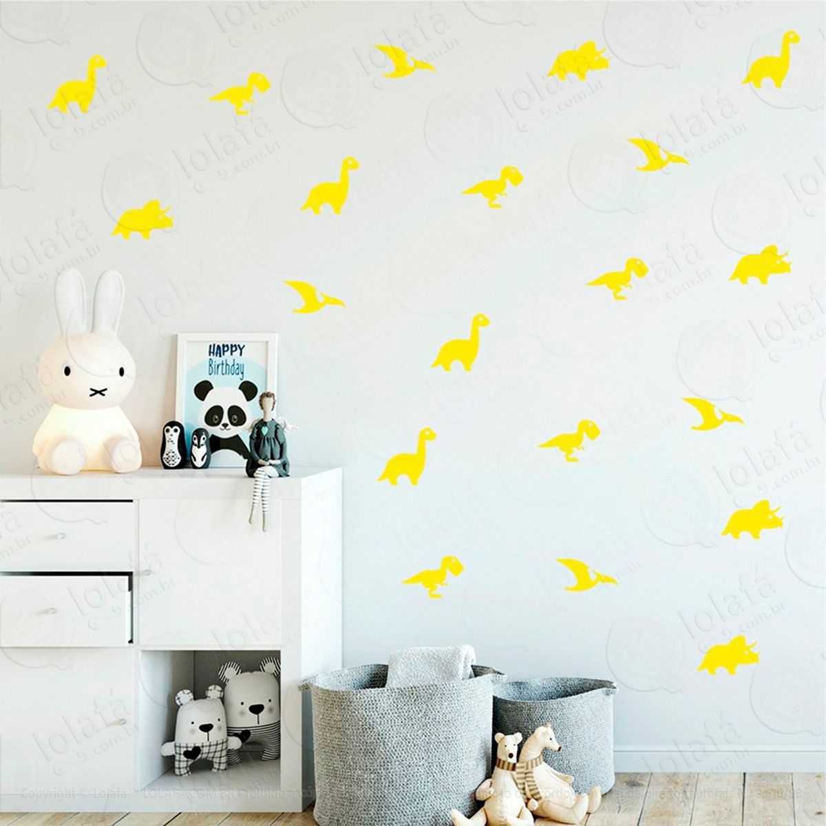 Adesivos Dinossauros 64 Peças Adesivos para Quarto de Bebê Infantil Mod:432