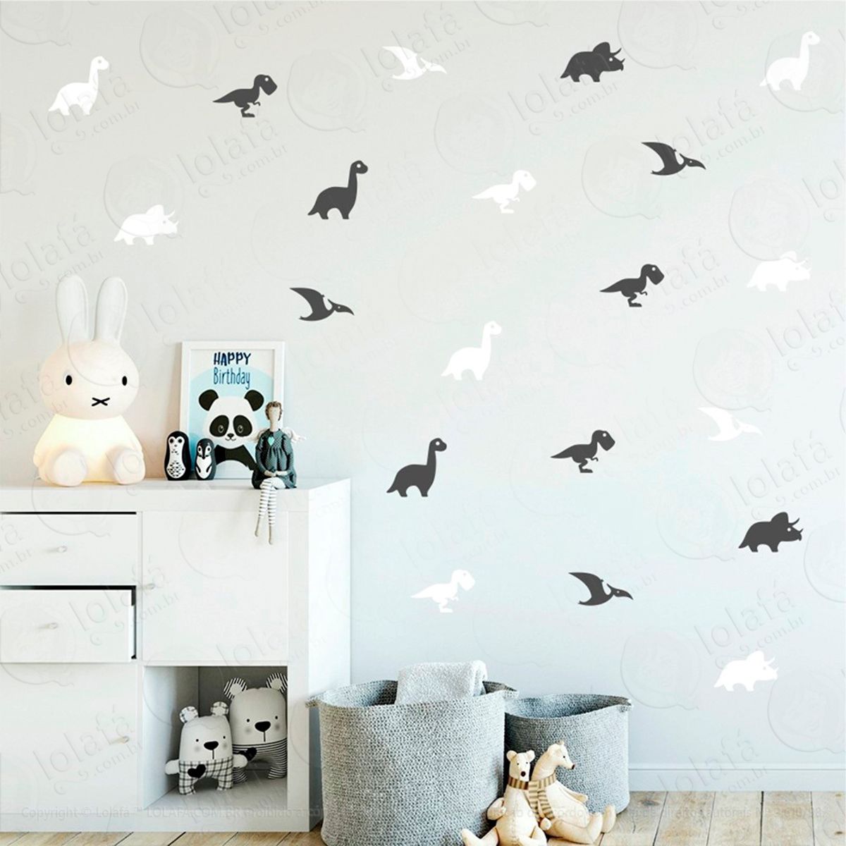 Adesivos Dinossauros 64 Peças Adesivos para Quarto de Bebê Infantil Mod:435