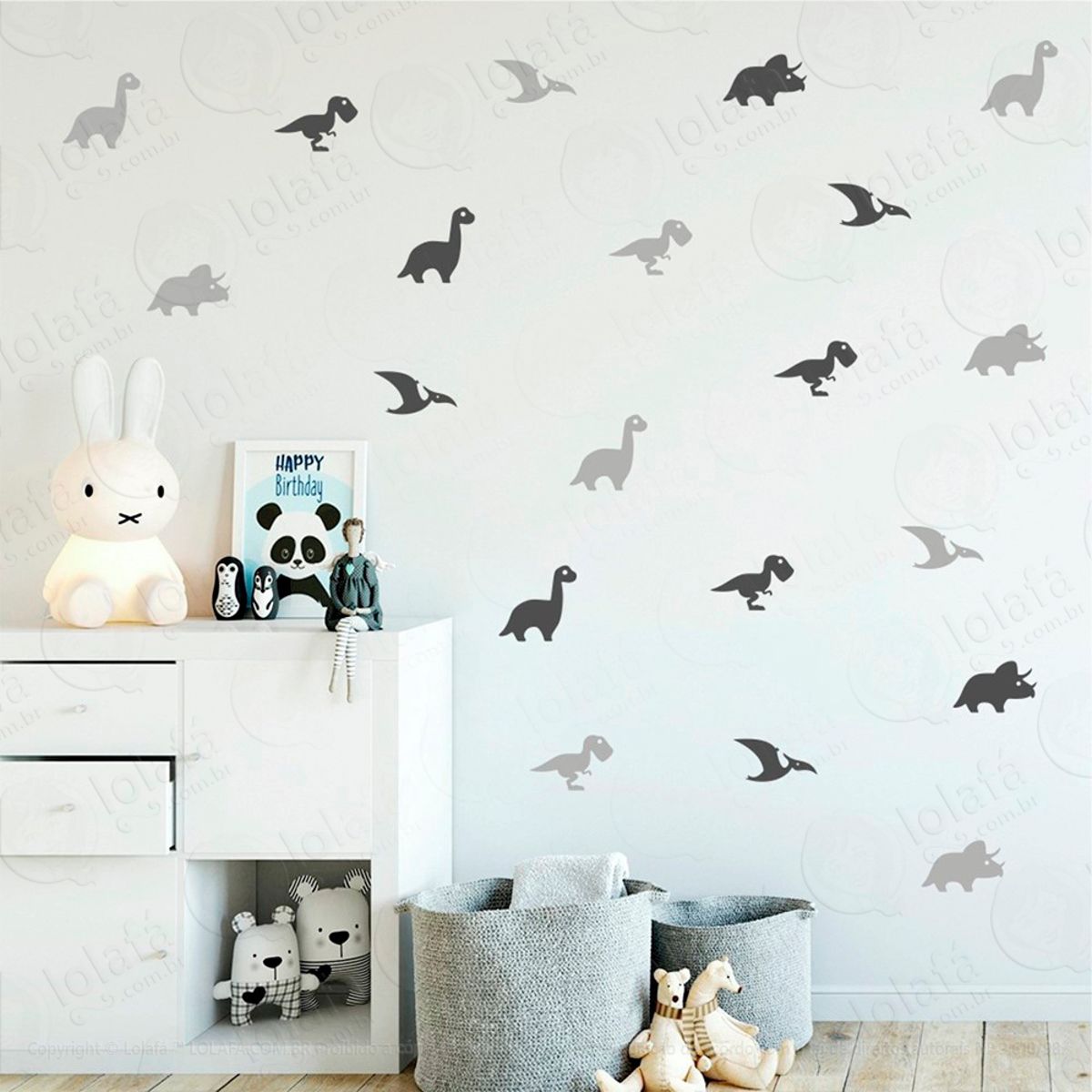 Adesivos Dinossauros 64 Peças Adesivos para Quarto de Bebê Infantil Mod:438