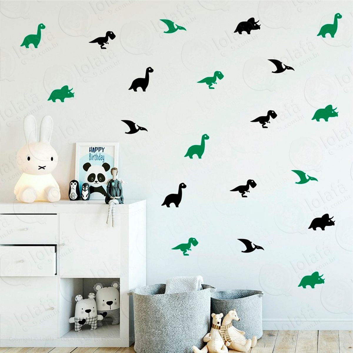 Adesivos Dinossauros 64 Peças Adesivos para Quarto de Bebê Infantil Mod:440