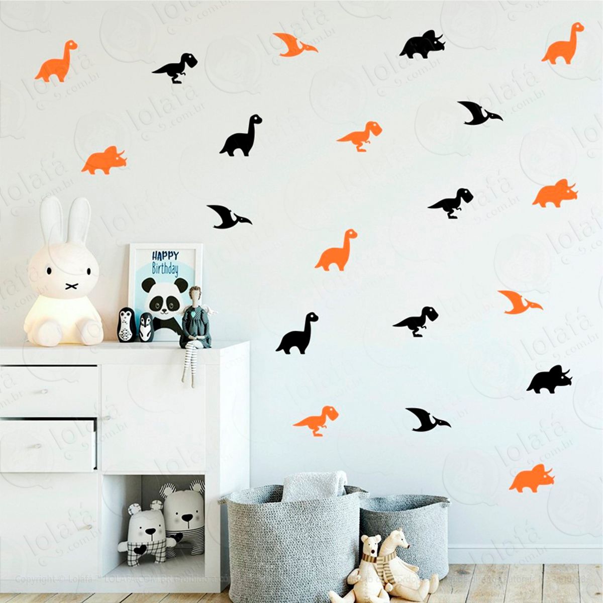Adesivos Dinossauros 64 Peças Adesivos para Quarto de Bebê Infantil Mod:442