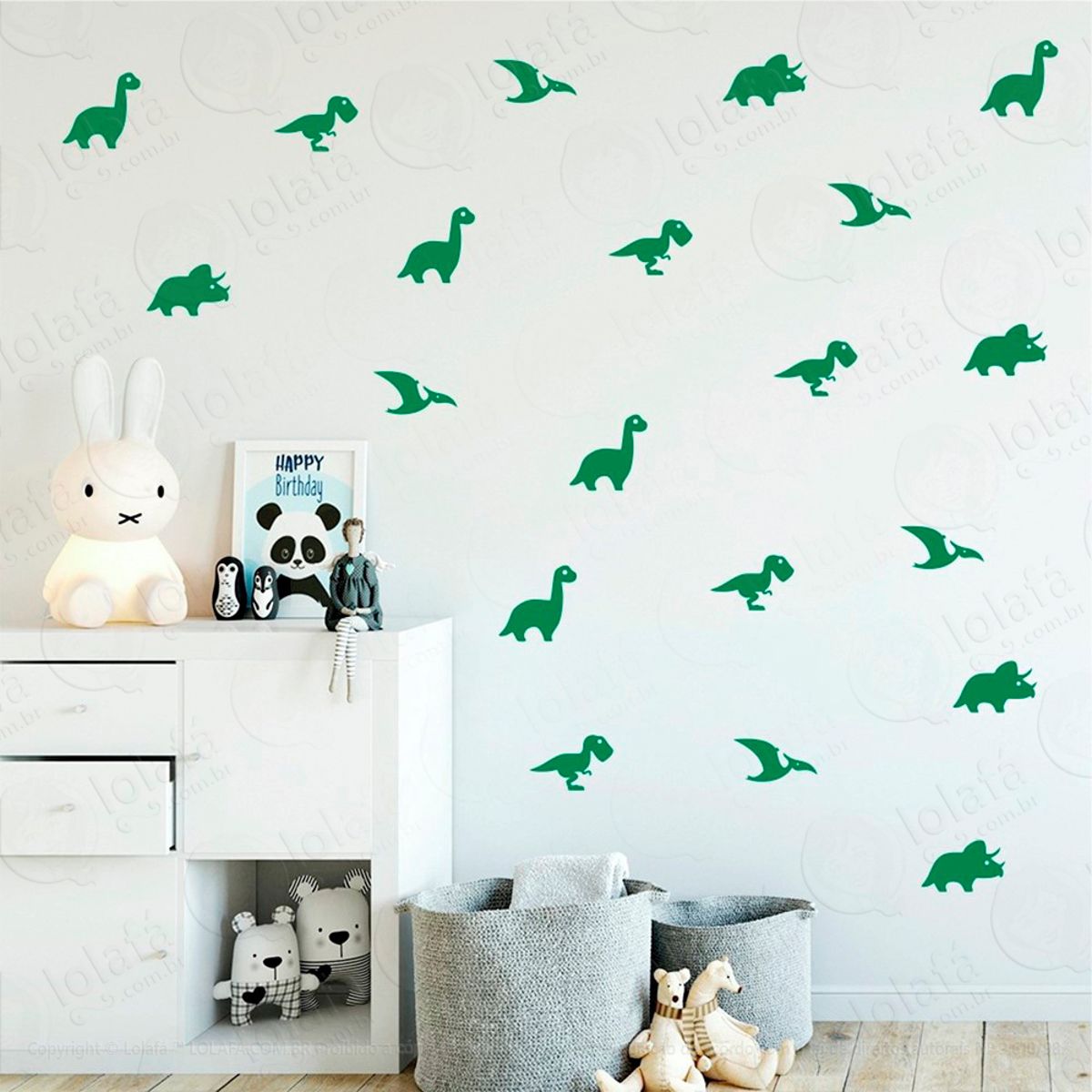 Adesivos Dinossauros 64 Peças Adesivos para Quarto de Bebê Infantil Mod:444