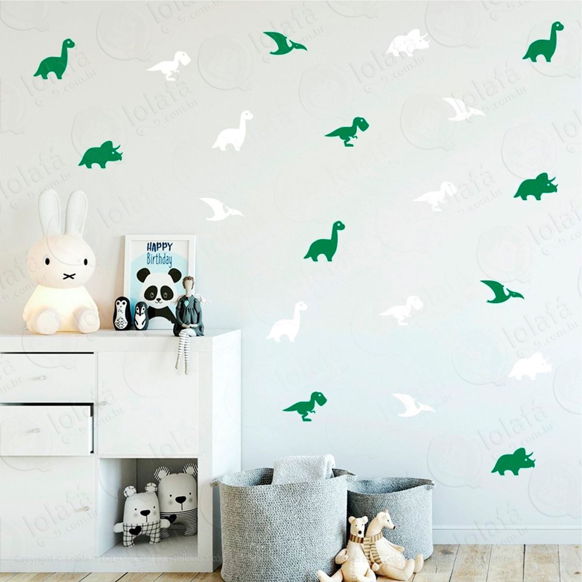 Adesivos Dinossauros 64 Peças Adesivos para Quarto de Bebê Infantil Mod:445