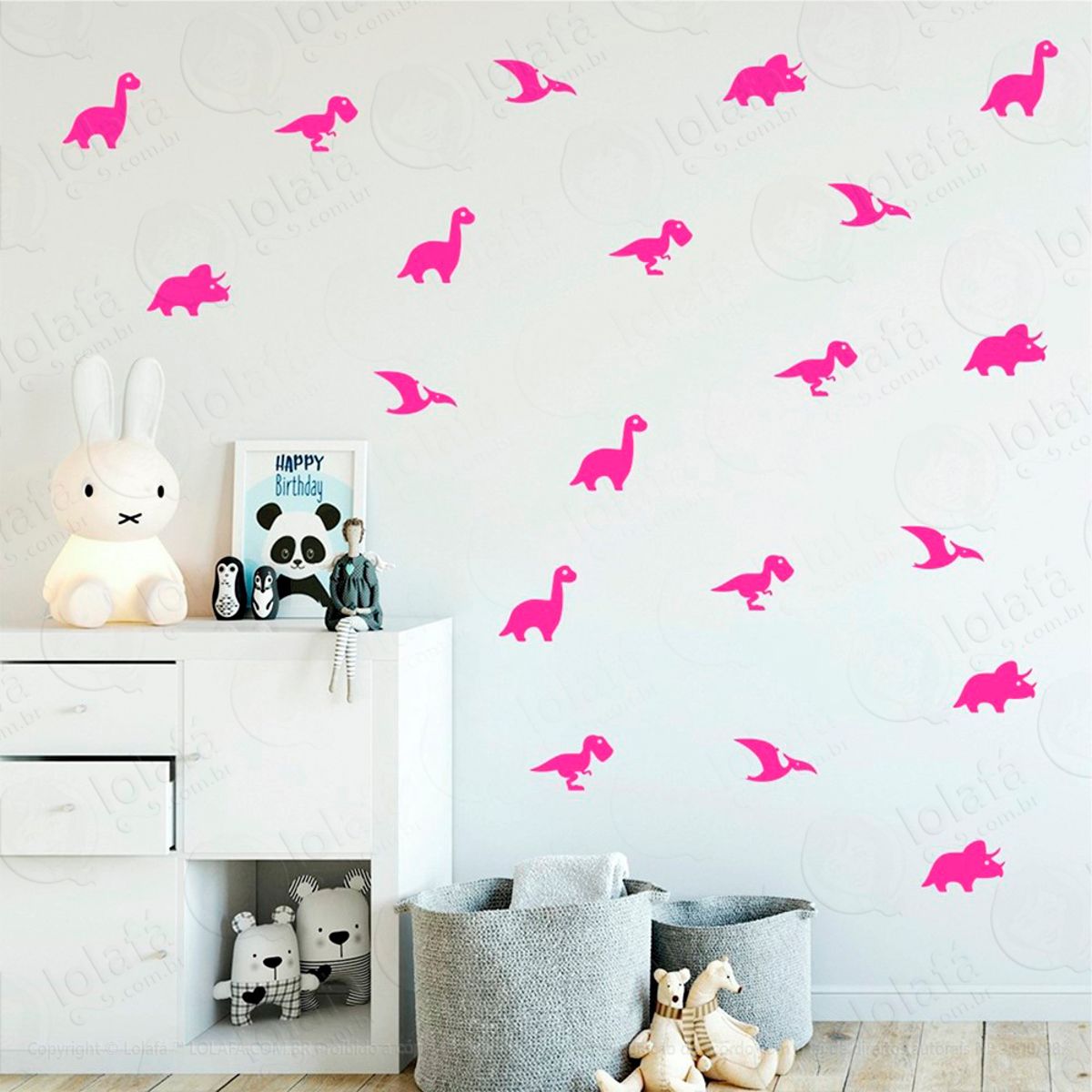 Adesivos Dinossauros 64 Peças Adesivos para Quarto de Bebê Infantil Mod:446