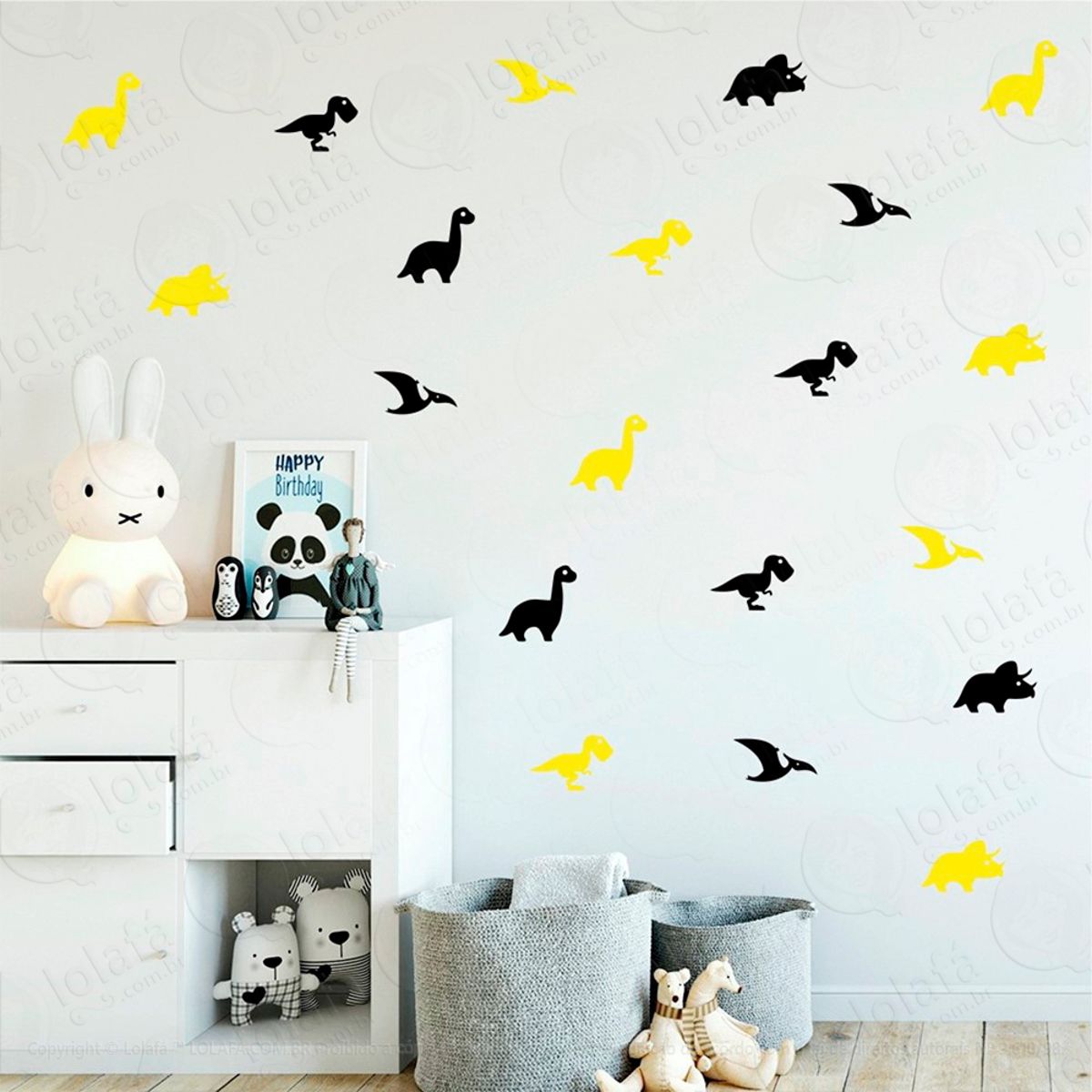 Adesivos Dinossauros 64 Peças Adesivos para Quarto de Bebê Infantil Mod:447