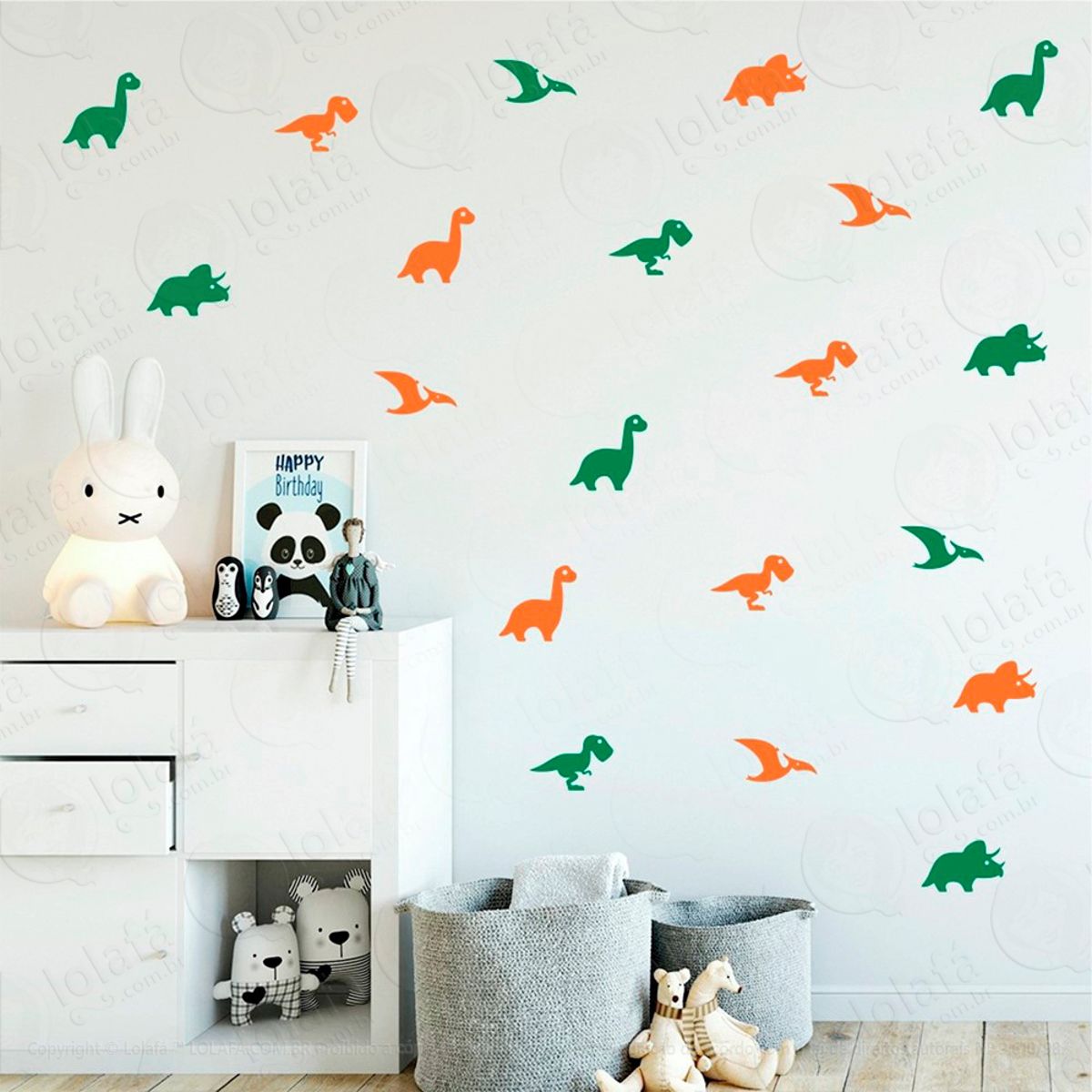Adesivos Dinossauros 64 Peças Adesivos para Quarto de Bebê Infantil Mod:448