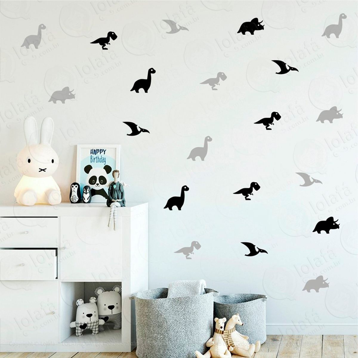 Adesivos Dinossauros 64 Peças Adesivos para Quarto de Bebê Infantil Mod:449