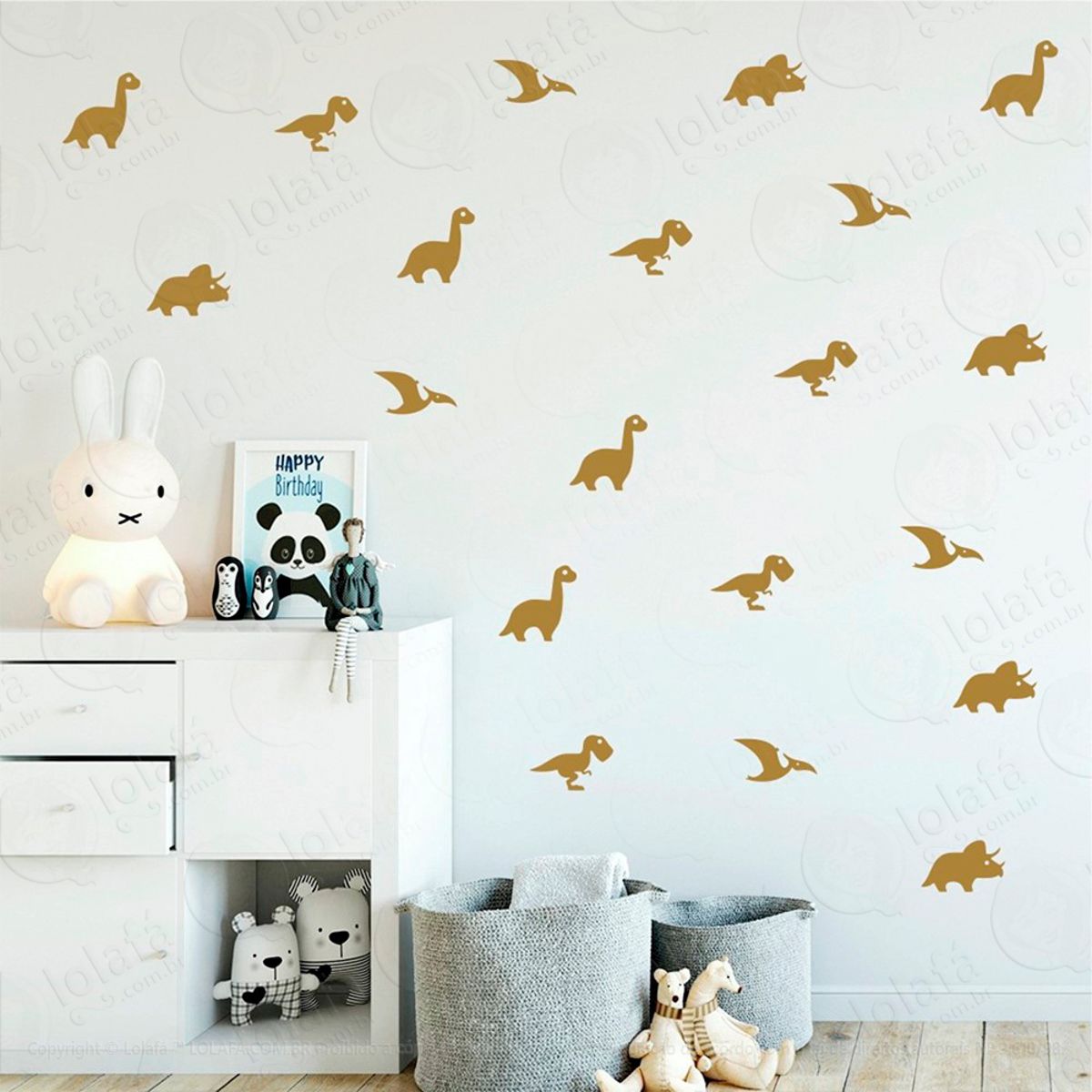 Adesivos Dinossauros 64 Peças Adesivos para Quarto de Bebê Infantil Mod:450