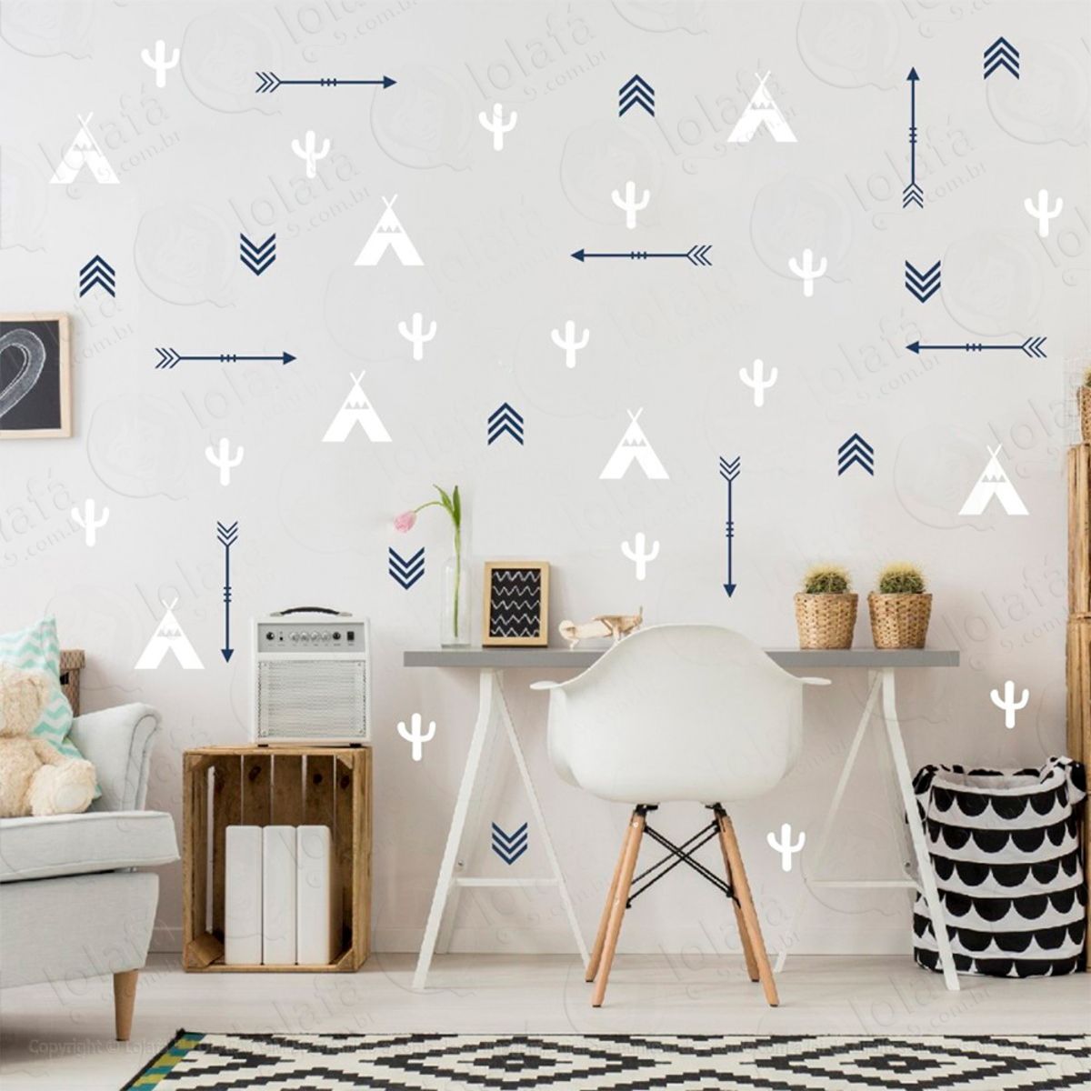 Adesivos Índios 77 Peças Adesivos para Quarto de Bebê Infantil Mod:453