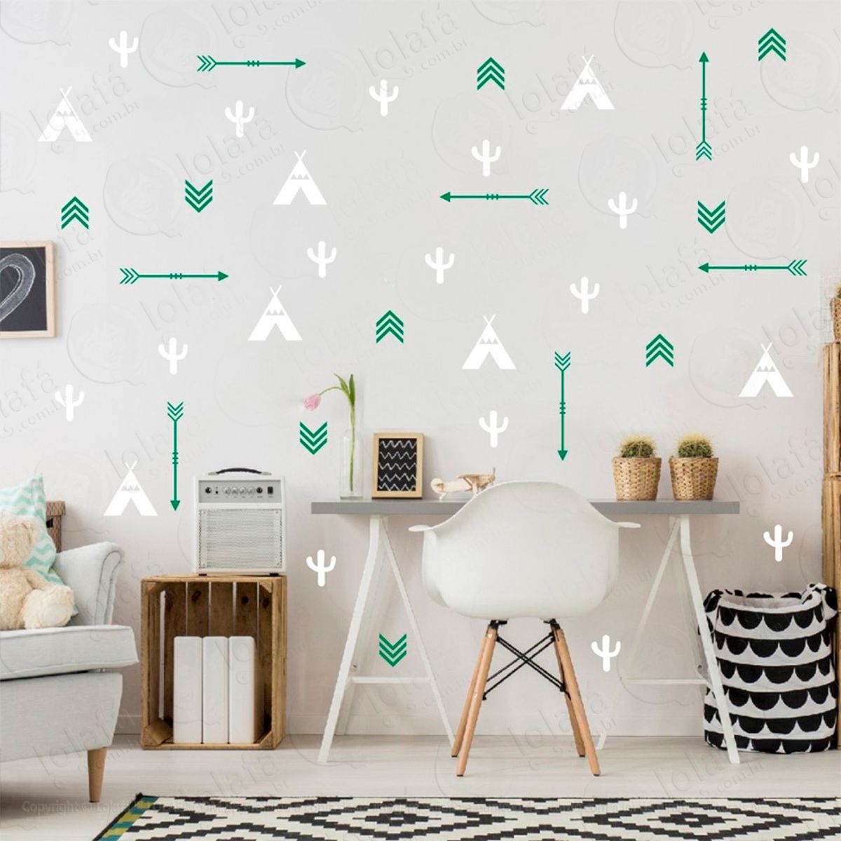Adesivos Índios 77 Peças Adesivos para Quarto de Bebê Infantil Mod:454
