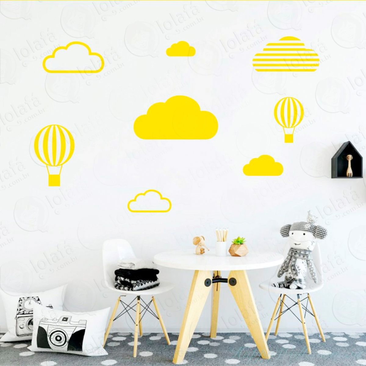 Adesivos Nuvens e Balões 8 Peças Adesivos para Quarto de Bebê Infantil Mod:463
