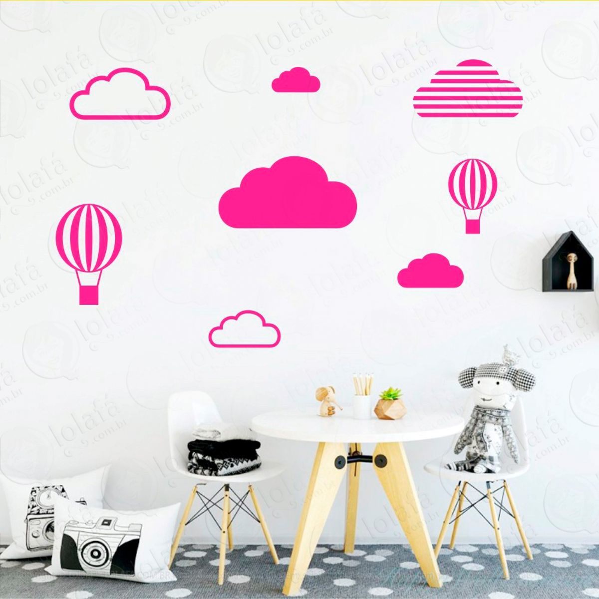 Adesivos Nuvens e Balões 8 Peças Adesivos para Quarto de Bebê Infantil Mod:465