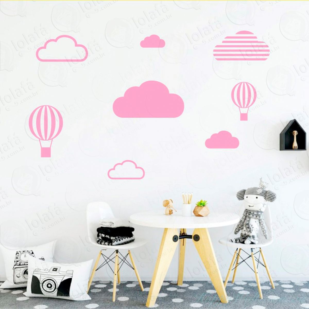 Adesivos Nuvens e Balões 8 Peças Adesivos para Quarto de Bebê Infantil Mod:470