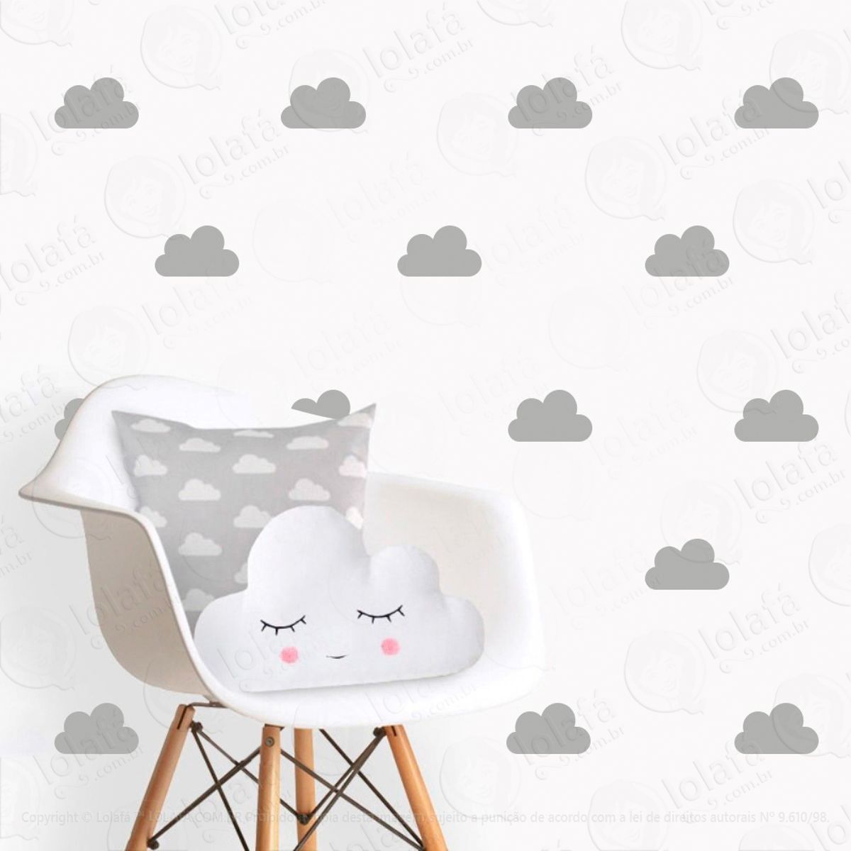 Adesivos Nuvens 40 Peças Adesivos para Quarto de Bebê Infantil Mod:492